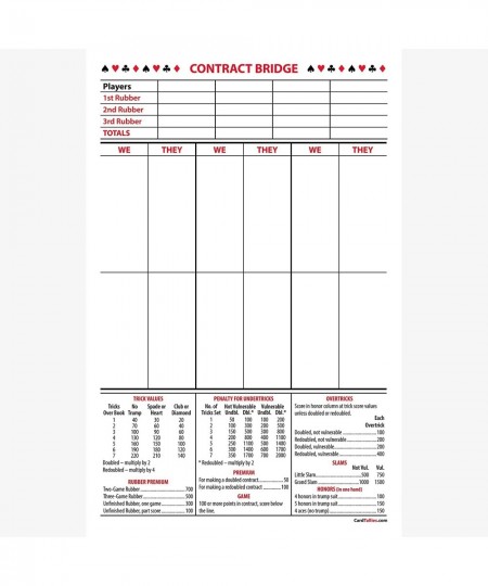 Contract Bridge Score Pads Large Size (5 Pads 50 Sheets Each) Enjoy The Original. Made in The USA. $39.65 - Game Accessories