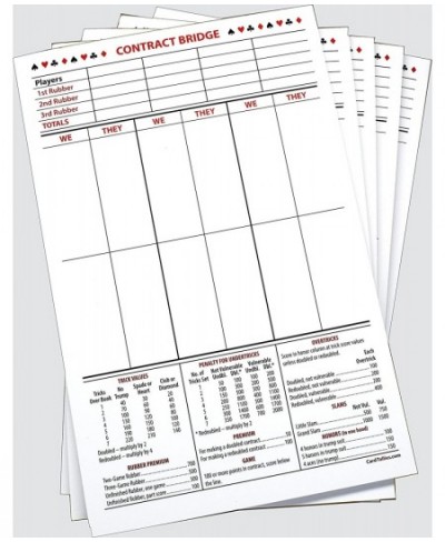 Contract Bridge Score Pads Large Size (5 Pads 50 Sheets Each) Enjoy The Original. Made in The USA. $39.65 - Game Accessories