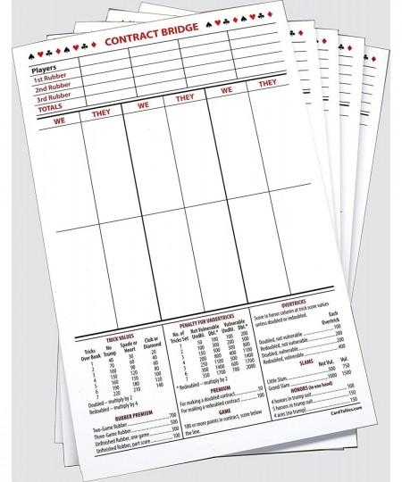 Contract Bridge Score Pads Large Size (5 Pads 50 Sheets Each) Enjoy The Original. Made in The USA. $39.65 - Game Accessories