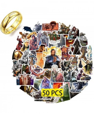 Moriso The Rings Stickers 50 Pcs（with The One Gold Plating）Gifts Trilogy Movie Fantasy Figure Vinyl Merch for Laptop Bumper W...