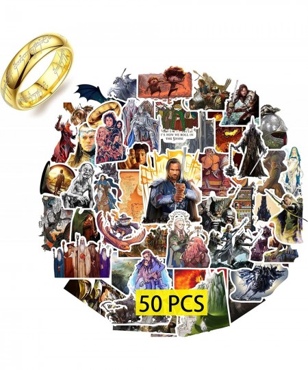 Moriso The Rings Stickers 50 Pcs（with The One Gold Plating）Gifts Trilogy Movie Fantasy Figure Vinyl Merch for Laptop Bumper W...