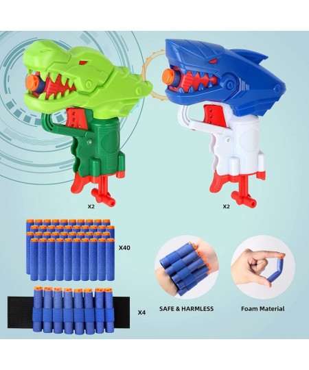 Dinosaur Shark Toy Gun Dinosaur Foam Blasters Guns Toy Shooting Game with 40 Bullets 4 Wristbands Easy to Shoot Blaster Gun S...