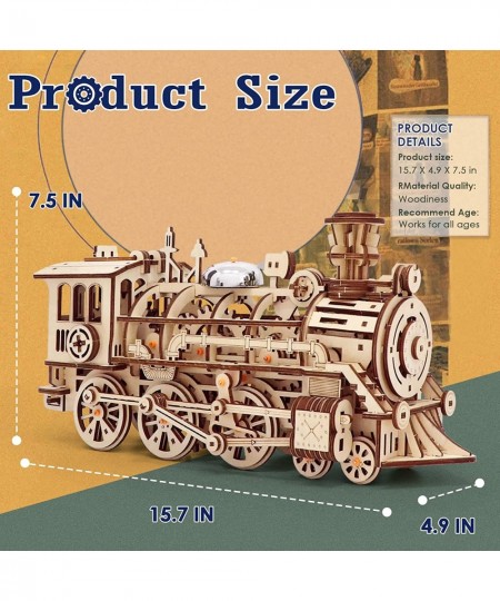 3D DIY Wooden Puzzle Toys Locomotive Train Mechanical Model Building Kits Birthday Gift for Adults and Children Age 14+ $68.5...