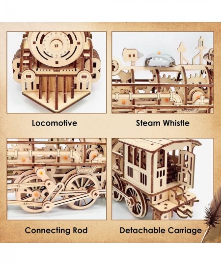 3D DIY Wooden Puzzle Toys Locomotive Train Mechanical Model Building Kits Birthday Gift for Adults and Children Age 14+ $68.5...