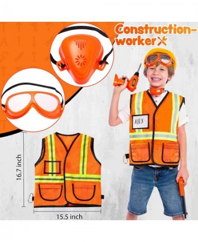 19Pcs Kids Tool Set Pretend Play Toddler Tool Toys with Construction Worker Hat Costume & Electronic Toy Drill for Boy Girl H...