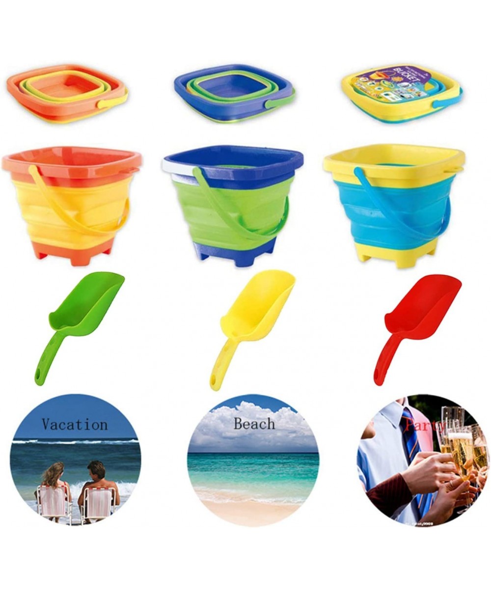 6.7 Inch Beach Pails Sand Buckets and Sand Shovels Set for Kids Summer Beach Toys for Outdoor Foldable Bucket Portable Silico...