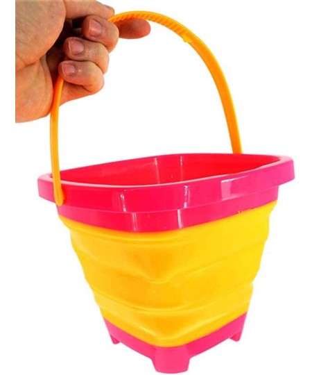 6.7 Inch Beach Pails Sand Buckets and Sand Shovels Set for Kids Summer Beach Toys for Outdoor Foldable Bucket Portable Silico...