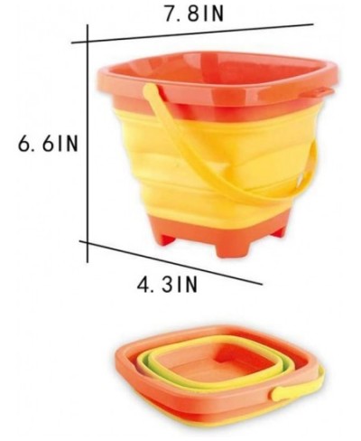 6.7 Inch Beach Pails Sand Buckets and Sand Shovels Set for Kids Summer Beach Toys for Outdoor Foldable Bucket Portable Silico...