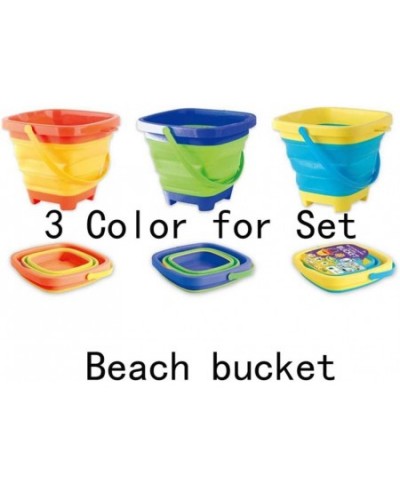 6.7 Inch Beach Pails Sand Buckets and Sand Shovels Set for Kids Summer Beach Toys for Outdoor Foldable Bucket Portable Silico...