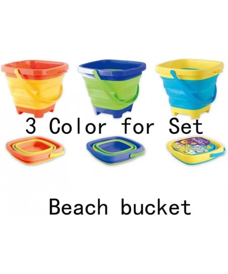 6.7 Inch Beach Pails Sand Buckets and Sand Shovels Set for Kids Summer Beach Toys for Outdoor Foldable Bucket Portable Silico...