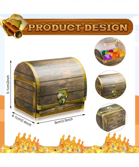 48 Pcs Pirate Treasure Chest Boxes Party Decorations Cardboard Pirates Goodie Candy Bags Favors for Kids Birthday Halloween H...