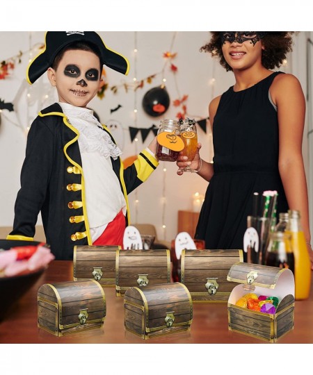 48 Pcs Pirate Treasure Chest Boxes Party Decorations Cardboard Pirates Goodie Candy Bags Favors for Kids Birthday Halloween H...