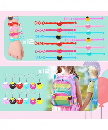 88 Pcs Donut Party Favors Set Include Donut Party Bags Goodie Bags Donut Bracelets Donut Keychains Key Ring and Stickers Donu...