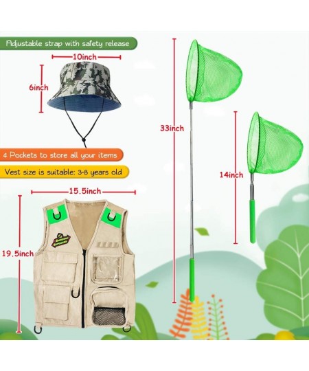 Outdoor Explorer Kit & Bug Catcher Kit with Vest Binoculars Magnifying Glass Butterfly Net Hat and Backpack Camping Adventure...