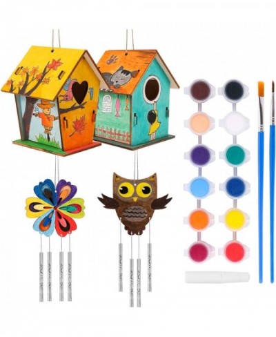 2021 New Wooden Bird House Kits Wood Wind Chime Building and Painting Craft Kit Kids Activities Crafts Hanging Set Creative A...