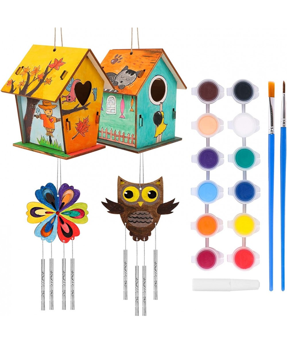 2021 New Wooden Bird House Kits Wood Wind Chime Building and Painting Craft Kit Kids Activities Crafts Hanging Set Creative A...