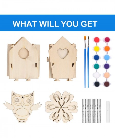 2021 New Wooden Bird House Kits Wood Wind Chime Building and Painting Craft Kit Kids Activities Crafts Hanging Set Creative A...