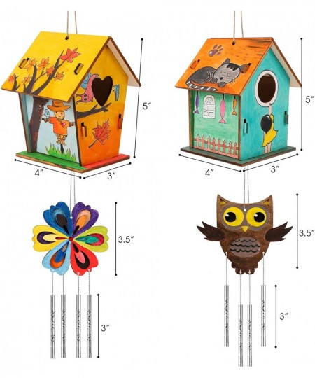 2021 New Wooden Bird House Kits Wood Wind Chime Building and Painting Craft Kit Kids Activities Crafts Hanging Set Creative A...