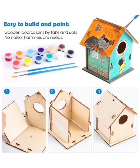 2021 New Wooden Bird House Kits Wood Wind Chime Building and Painting Craft Kit Kids Activities Crafts Hanging Set Creative A...