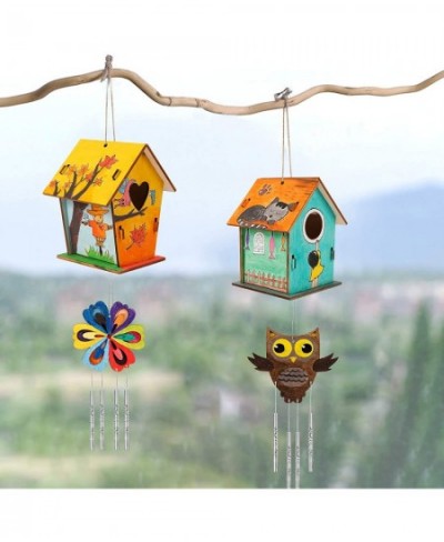 2021 New Wooden Bird House Kits Wood Wind Chime Building and Painting Craft Kit Kids Activities Crafts Hanging Set Creative A...