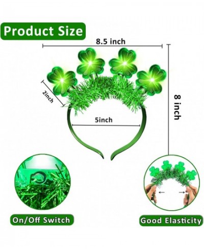 4 Pack St.Patrick's Day Light up Tinsel Green Shamrocks Clovers Headbands Hat Accessories for Women Saint Patrick's Party Fav...