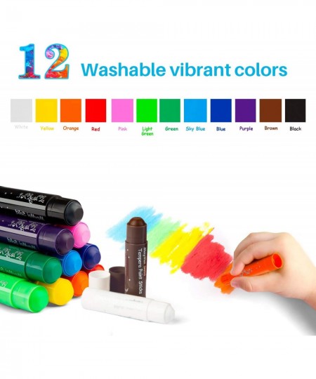 Washable Tempera Paint Sticks | Non-Toxic Quick Drying & No Mess Paint Sticks for Kids (12 Bright Colors) $22.87 - Kids' Draw...