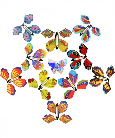 10 PCS Magic Flying Butterfly Fairy Flying Toys Wind up Rubber Band Powered Butterfly Toys Decoration for Colorful Bookmark a...