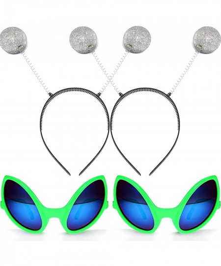 Green Plastic Alien Glasses and Martian Antenna Headband Boppers Alien Sunglasses Headbands for Fancy Dress Party Decoration ...