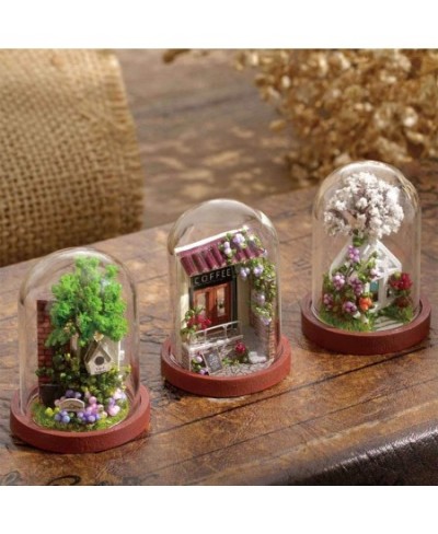 Mini World Series Dust Cover House Model Kit 3D Flower Room Coffee House Forest Dollhouse Kit Miniature Scene Landscape House...