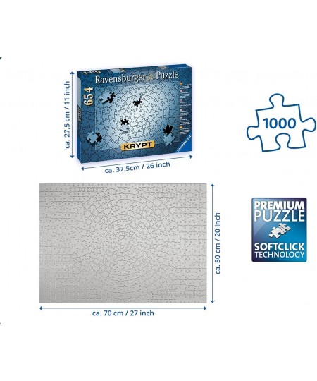 Krypt Silver 654 Piece Blank Jigsaw Puzzle Challenge for Adults – Every Piece is Unique Softclick Technology Means Pieces Fit...