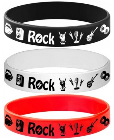 24PCS Rock and Roll Rubber Bracelets Slicone Wristbands -80s 90s Party Supplies Musician Guitar Rap Birthday Baby Shower Part...