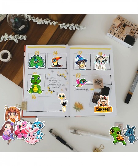 50pcs Cute Cartoon Animal Stickers for Kids Big Eyes Animal Stickers Pack for Water Bottle Laptop Phone Case Decor - Kids Fri...