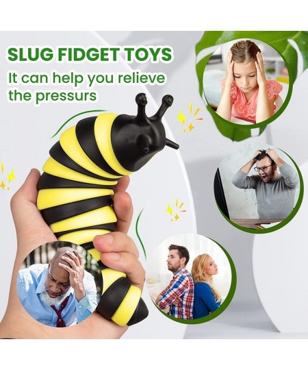 Fidget Slug 3D Printed Articulated Sticky Stretch Slug Fidget Toy Friendly Articulated Slug - Fidget Toy Sensory Toys for Aut...