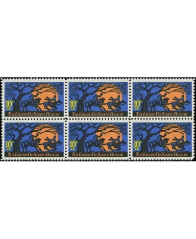 LEGEND OF SLEEPY HOLLOW ~ ICHABOD CRANE ~ WASHINGTON IRVING 1548 Block of 6 x 10¢ US Postage Stamps $16.45 - Collectible Post...