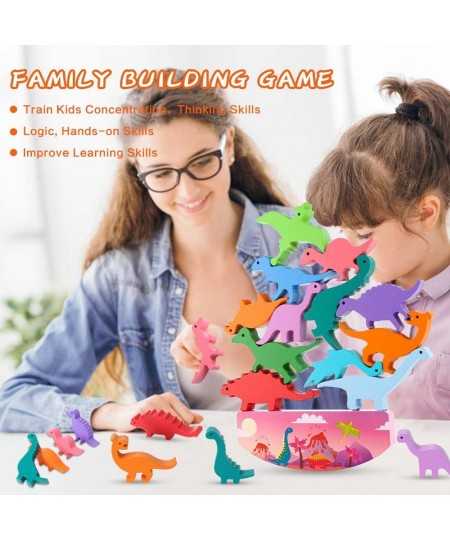 12PCS Wooden Stacking Dinosaur Toys for Kids 3-5 Boys Toddler Toys for 2 Year Old Stacking Toys Gifts for 3 4 5 6Year Old Boy...