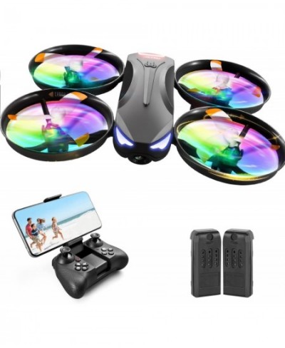 V16 Drone with Camera for Kids 1080P FPV Camera Mini RC Quadcopter Beginners Toy with 7 Colors LED Lights 3D Flips Gesture Se...