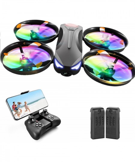 V16 Drone with Camera for Kids 1080P FPV Camera Mini RC Quadcopter Beginners Toy with 7 Colors LED Lights 3D Flips Gesture Se...