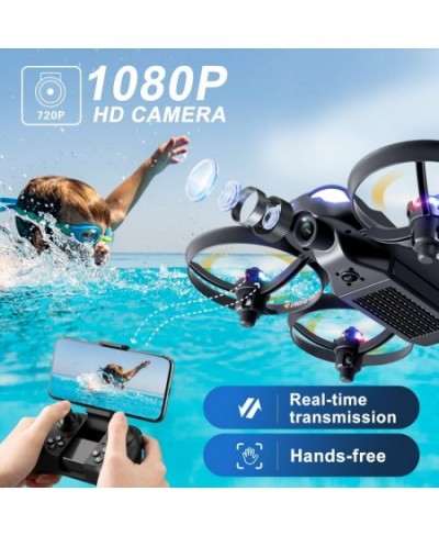 V16 Drone with Camera for Kids 1080P FPV Camera Mini RC Quadcopter Beginners Toy with 7 Colors LED Lights 3D Flips Gesture Se...