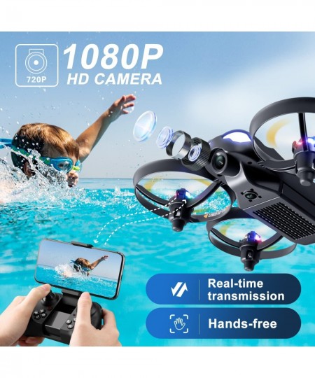 V16 Drone with Camera for Kids 1080P FPV Camera Mini RC Quadcopter Beginners Toy with 7 Colors LED Lights 3D Flips Gesture Se...