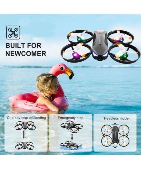 V16 Drone with Camera for Kids 1080P FPV Camera Mini RC Quadcopter Beginners Toy with 7 Colors LED Lights 3D Flips Gesture Se...