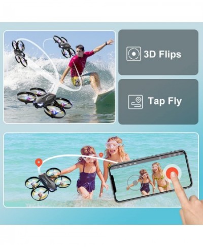 V16 Drone with Camera for Kids 1080P FPV Camera Mini RC Quadcopter Beginners Toy with 7 Colors LED Lights 3D Flips Gesture Se...