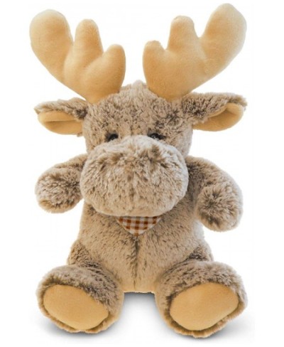 DolliBu Plush Moose Stuffed Animal - Soft Fur Huggable Brown Moose Adorable Playtime Sitting Moose Plush Toy Cute Wild Life C...