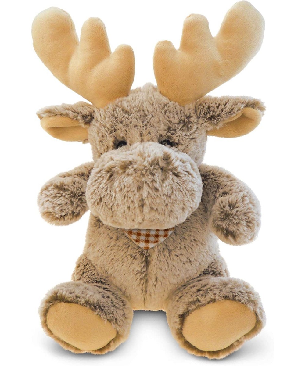 DolliBu Plush Moose Stuffed Animal - Soft Fur Huggable Brown Moose Adorable Playtime Sitting Moose Plush Toy Cute Wild Life C...