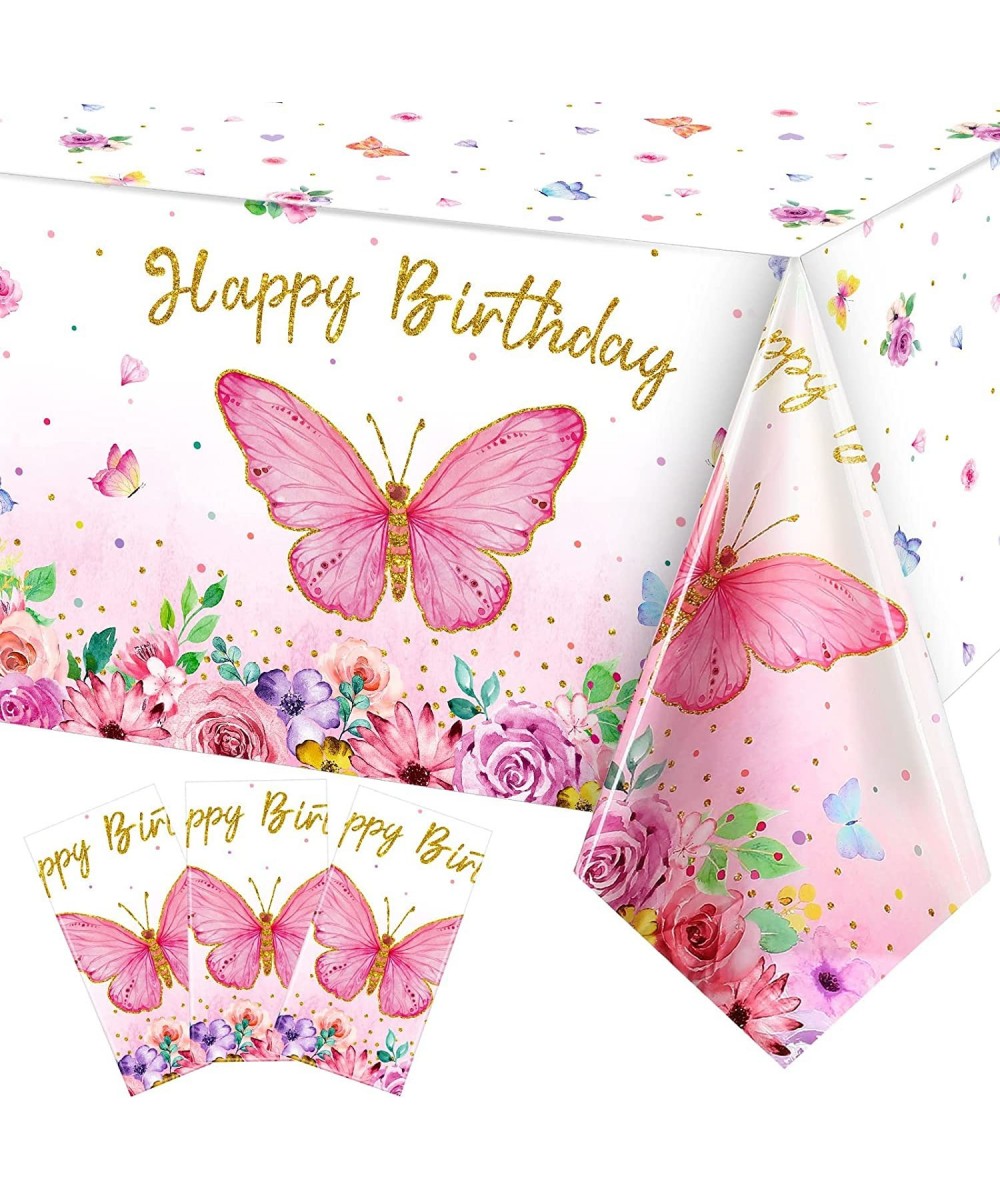 Butterfly Happy Birthday Tablecloth Butterfly Party Decoration Rectangular Watercolor Butterfly Table Cover Spring Themed Pla...