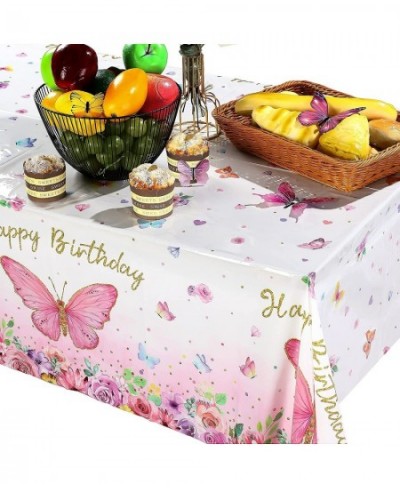 Butterfly Happy Birthday Tablecloth Butterfly Party Decoration Rectangular Watercolor Butterfly Table Cover Spring Themed Pla...