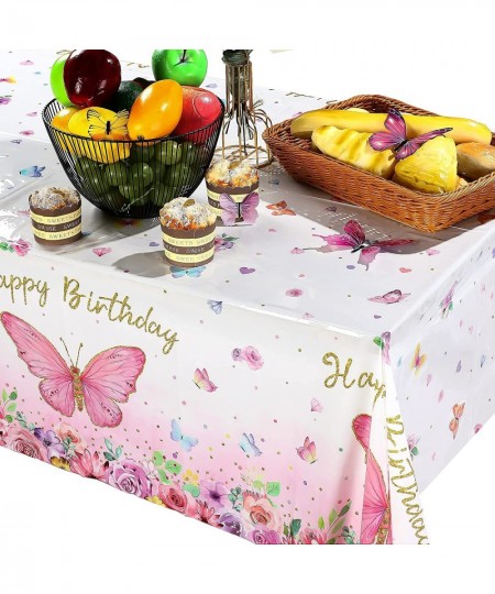 Butterfly Happy Birthday Tablecloth Butterfly Party Decoration Rectangular Watercolor Butterfly Table Cover Spring Themed Pla...