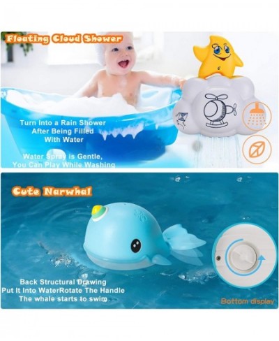 Bath Toys for Toddlers Baby Water Spray Bathtub Toys for Kids Floating Interactive Toys Set with 4 Different Shapes Toys Swim...