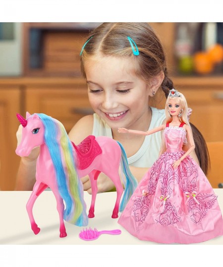 Unicorn Toys Princess Dolls Set Magic Lights Unicorn Doll with Rainbow Mane Blonde Hair Princess Toy Unicorn Gifts for Girls ...