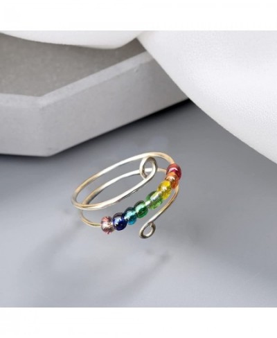 2Pcs To My Daughter Fidget Ring for Anxiety Fidget Rings for Anxiety for Wome Adjustable Stacking Anxiety Relief Rainbow Fidg...