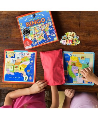 eeBoo: United States Geography Bingo Game for 2 to 6 Players Includes 6 Game Cards 84 Playing Cards & Drawstring Bag For Ages...